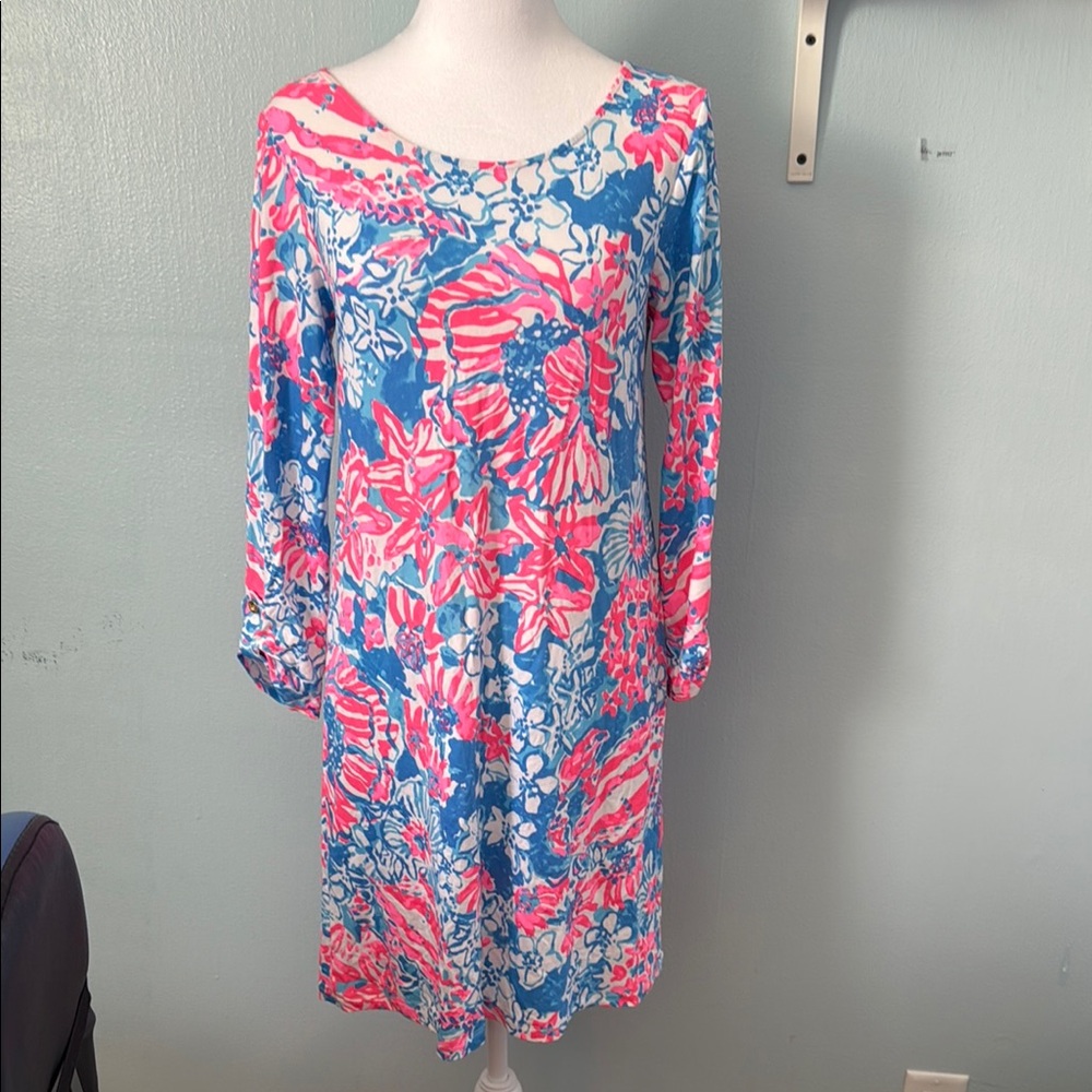 Floral Blue and Pink Women's Dress